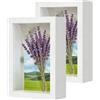 OUTALIZ Set di 2 Cornice Portafoto 3D, Cornice Profonda da Riempire 10 x 15 cm, con Lastra Acrilica Trasparente, Cornici per Oggetti 3D Più Profonda di 3 cm, per Foto, Collage, Bouquet, Bianco