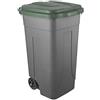 Mobil Plastic - Bidone Raccolta Differenziata 80L | Contenitore Rifiuti con Coperchio Verde | Pattumiere Ecologiche per Casa e Ufficio - Corpo Grigio Resistente