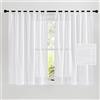 PONY DANCE Tende Bianche Camera da Letto Moderne con Passanti 2 Pezzi 140x145 CM Tende Semitrasparenti Soggiorno Curtains con Effetto Lino per Cucina