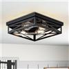 LVWIT Faretti LED Soffitto Nero, Plafoniere da Soffitto Rustica con 4 Luci, Lampada Soffitto Camera da Letto E27, Faretti Soffitto Orientabili per Soggiorno, Fattoria, Cucina, 35CM (Senza Lampadina)