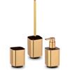 Inbagno Set Accessori Bagno Completo 3 Pezzi In Plastica Pregiata Oro Satinato E Nero - Dispenser Sapone, Porta Spazzolino E Porta Scopino WC - Linea Lumina