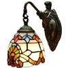 OOWOKS Applique da parete stile country Lampade da parete barocche retrò Lampada da comodino arredamento camera da letto Paralume in vetro colorato, per soggiorno Studio corridoio Loft E27 MAX60W