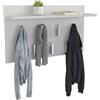 CDF Appendiabiti a Parete con Mensola Pannello Guardaroba da Muro con 7 Ganci per Ingresso Corridoio Ufficio Design Moderno Salvaspazio 70 x 20 x 40 cm - Bianco