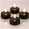 ZIYOUDOLI 4 lumini a LED solari per esterni, impermeabili, con funzione timer e tremolio bianco caldo, 6 x 6 cm (vestito nero), adatti per l'uso in giardino, campeggio