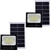 YASTA 2 Pezzi Faro Led Con Pannello Solare 100w Luce Fredda Faretto Da Esterno Crepuscolare Luci Con Pannello Solare Da Giardino Proiettore Con Telecomando 6000K IP66