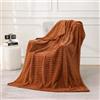 Linecooo Coperta in pile arancione bruciato, 152 x 203 cm, per divano, letto, super morbida e accogliente, coperta in flanella di microfibra con design a righe, leggera, per adulti, donne, ragazze