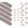 Aftertech® 5x 1m 16x16mm PROFILO ALLUMINIO ANGOLARE TONDO 5M PER STRISCE STRIP LED BARRA RIGIDA 5MT + COPERTURA COVER (TRASPARENTE)