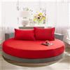 FANSU Lenzuola con Angoli Singolo Matrimoniale, Rotondo Lenzuolo sotto Cotone Coprimaterasso Lenzuola Elasticizzati Tinta Unita Lenzuolo profondità 25cm per Hotel a Tema (220x220+25cm,Rosso)