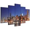B&D XXL - Quadro New York 200x100 cm 5 Pezzi - Stampa su Tela Canvas con Struttura - Quadri Componibili Moderni Soggiorno Grandi - Murale Arte Decorazioni da Parete Decori - Città 030211-30