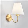 Mkichi E27 Applique da Parete Lnterno Vintage con Paralumi in Tessuto di Lino a Imbuto per Camera da Letto Soggiorno Vanità Bagno Corridoio （oro） (Bianco)