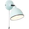 Lightbox Lampada da parete retrò interruttore a strappo e testa orientabile - in azzurro - lampada da parete regolabile per la camera da letto - 13 x 13 x 20 cm - E14, max. 28 W - in metallo