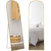 HOMCOM Specchio da Terra ad Arco Moderno, 50x161.5 cm Specchio da Parete e Autoportante a Figura Intera con Cornice in Lega di Alluminio e Supporto, per Camera da Letto, Soggiorno e Ingresso, Oro