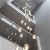 CLZXCV Lampadario per scale Corda lunga appesa Lampadario a sfera in vetro di cristallo Creativo Pioggia di meteoriti Ristorante Decorazione interna Bar Lampada a LED G4 (dimensioni: 14 lampade, colore:
