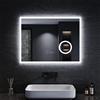 Sonni Specchio da bagno con illuminazione, 80 x 60 cm, 3 colori di luce regolabili, anti-appannamento, LED, luminoso, con interruttore tattile, orologio, temperatura, ingrandimento x3