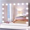 SONNI, Hollywood - Specchio da trucco, 58 x 46 cm, con 3 temperature di colore, 15 lampadine a LED, specchio grande con controllo touch e funzione di memoria della luminosità