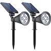 Lumisky Spiky W34 Set di 2 faretti solari 2 in 1 da esterno, con 4 LED a luce bianca, in plastica, impermeabile, 1,5 W, 29 x 9,5 x 34 cm, bianco