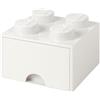 Room Copenhagen Cassettiera Mattoncino Lego 4 Bottoni, 1 Cassetto, Cassa Portaoggetti Impilabile, 4.7 L