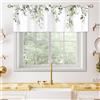 oolygoo Tende da Cucina con Foglie di Eucalipto in Verde Salvia, Valance Floreale Acquerello, Piante Botaniche in Stile Farmhouse per Donna, Grazioso Trattamento per Camera da Letto e Soggiorno