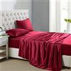 Lanest Housing Set di lenzuola in raso di seta, queen size, con tasche profonde, lenzuola in raso rinfrescanti, morbide e ipoallergeniche, per letto queen size, rosso scarlatto
