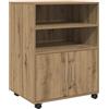 vidaXL Armadietto con Ruote Rovere Artigianale 60x48x81 cm Truciolato, schedario, armadietto per la casa, armadietto per Ufficio