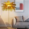 CIYEFHSEF Lampada da Terra/in Piuma di Struzzo Naturale piantana per Arredamento Camera Letto Ragazza, Luce Terra con Finitura Oro, Luce d'atmosfera 3 Temperature Colore con Interruttore Pedale (Oro)