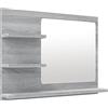 vidaXL Specchio da Bagno Grigio Sonoma 60x10,5x45 cm Legno Multistrato