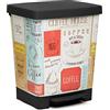 TATAY Pattumiera Cucina con Pedale Cubik Deco 21L | Interno ed Esterno | Per Sacchetti da 20L a 30L | Plastica Resistente Senza BPA | 33,5x30x39 cm, Vintage