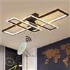 Qixiang 80W LED Lampada da soffitto Moderna Stile Telecomando Dimmer Lampada soggiorno Camera da letto Lampade Plafoniera Metallo Acrilico Design Paralume 3000-6000 K Nero Cucina Bagno Decor LED Plafoniera