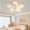 YFouCnd I Ventilatore Da Soffitto Con Luce E Telecomando, LED Silenzioso Lampadario Ventilatore Dimmerabile 6 Velocità E APP Timer Ventilatori Da Soffitto Con Lampada Per Camera Da Letto-Chrome color
