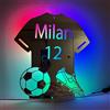 Shangyue Specchio personalizzato con nome della luce notturna a forma di calcio, lampada LED a specchio da calcio, decorazione per la casa (12 colori-B)
