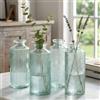 levandeo Set di 4 vasi di colore verde, altezza 14 cm, in vetro grigio, decorazione da tavolo, per la primavera, decorazione floreale