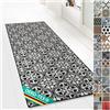 Floordirekt Tappeto passatoia con Motivo, Realizzato su Misura, per Cucina, corridoio e Soggiorno, Ornamento Vintage a griglia Orientale (80 x 200 cm, Wexford)