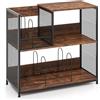 RELAX4LIFE Supporto per Giradischi, Porta Giradischi Vinili a 3 Ripiani, Mobiletto Multiuso Espositore per Ufficio, Soggiorno, 83 x 36 x 76,5 cm