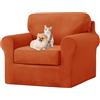 UNBBRRL Copridivano Ektorp Copri Divano in Velluto, Rivestimento Individuale del Cuscino E dello Schienale Salvadivano Lavabile Mobili Protector (Arancione,Grande 1 Posto 3 pz)