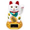 Starlet24 - Gatto portafortuna "Maneki Neko" con zampina che si muove, per feng shui, Plastica, Weiss mit Solarzellen, 12 cm