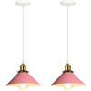 iDEGU 2 Pezzi Lampade a Sospensione Retrò 22cm Lampada da Soffitto Vintage in Metallo E27 Lampadario a Sospensione Moderno Stile Scandinavo Plafoniera per Cucina Soggiorno Caffè Cameretta (Rosa)