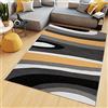 TAPISO Maya Tappeto Soggiorno Pelo Corto Design Moderno Motivo Astratto Ondato Onde tonalità Giallo Grigio Camera da Letto Cameretta Ufficio Salotto Oeko-Tex 160 x 220 cm