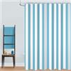 GCIREC Tenda Doccia, 180x240cm, Blu Chiaro e Bianco Minimalismo Moderno Strisce Verticali Impermeabile Tessuto Macchina Lavabile Tenda da Bagno con Ganci
