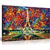 Panther Print Leonid Afremov - Dipinto a olio astratto su tela da parete per soggiorno, decorazione casa, Paris of My Dreams, 91x61cm (36x24in)
