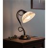 ILAB Lumetto comodino a 1 luce in ferro battuto e vetro realizzato e decorato artigianalmente coll. marmo
