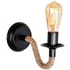 Mengjay Lampada da parete vintage in corda di canapa tessuta fai-da-te vintage Mengjay, applique da parete in ferro stile country americano retrò, luci interne personalizzate corridoio creativo E27 (A)