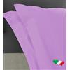 Home Tresor - Raffinata Coppia di Federe Cuscini Letto con Volant - 100% Puro Cotone - Made In Italy - 57 fili cm2 - cm. 52x82 - Lilla