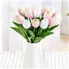 Whaline - Bouquet di 20 tulipani finti, in lattice, decorazione floreale per casa, giardino, matrimoni, feste (bianco e rosa chiaro)