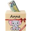 DEschenk Salvadanaio In Legno Personalizzabile per Banconote E Monete, Con Il Nome Desiderato - Libro Risparmio Soldi Unico - Libretto Risparmio Soldi (Elefante)