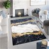 TAPISO Toscana Tappeto Soggiorno Antiscivolo Lavabile Pelo Corto Effetto Stampato Design Moderno Motivo Astratto Marmo tonalità Grigio Scuro Oro Salotto Sala Camera 80 x 150 cm