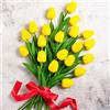 Whaline - Bouquet di 20 tulipani finti, realistici al tatto, in lattice, decorazione floreale per casa, giardino, matrimoni, feste (giallo)