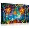 Panther Print Leonid Afremov - Dipinto a olio astratto su tela da parete per soggiorno, decorazione casa, Misty Mood, 91x61cm (36x24in)