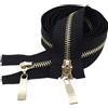 ZacLAy Cerniera Con Denti In Metallo Oro Chiaro Con Doppio Cursore Da 80/100/120Cm, Denti in oro nero, 5#, 80cm