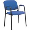 CLP Sedia Impilabile Ken Pro con Braccioli Imbottiti, Sedia da Conferenza in Tessuto, Struttura Nera Stabile fino a 150 kg Colore:blu