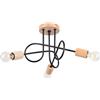 SOLLUX lighting Plafoniera Da Soffitto Lampadario Di Acciaio 3 Paralumi 14 x 56 x 26 cm Nero E Legno Naturale Ember